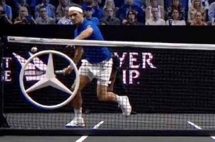 Roger Federer 'defies physics' at farewell tournament as he squeezes ball through net