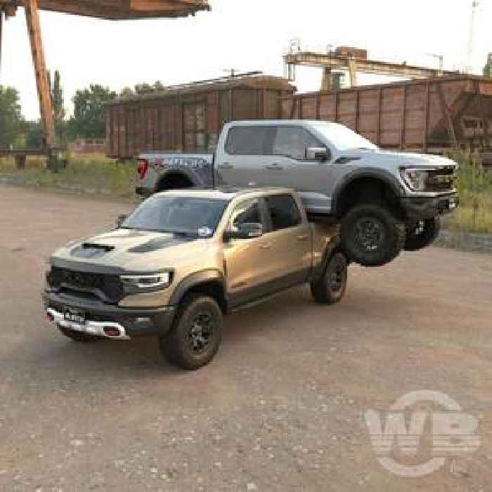Ram 1500 TRX Side-Loads the Ford Raptor R Without Even Breaking a CGI Squat