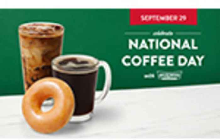 KRISPY KREME® Offers Free Coffee for All Fans on National Coffee Day this Thursday, plus Free Doughnut for Rewards Members