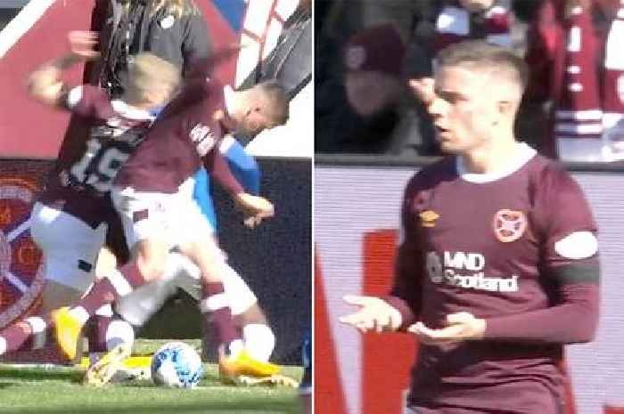 Fans baffled after Hearts player ‘thinks he’d get away with’ horror red card vs Rangers