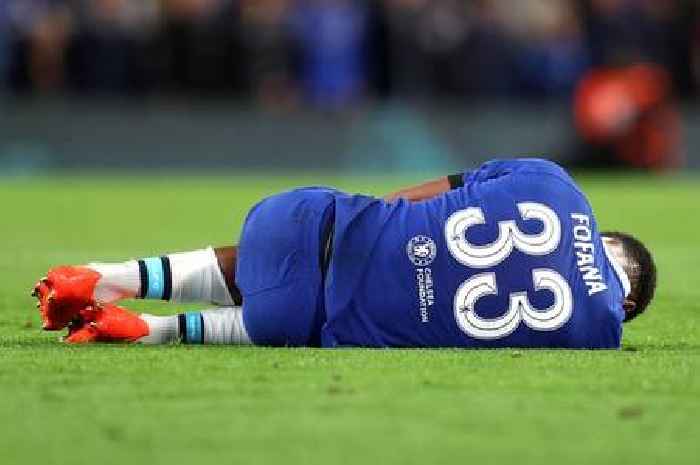 Chelsea star Wesley Fofana leaves Stamford Bridge on crutches after injury against AC Milan