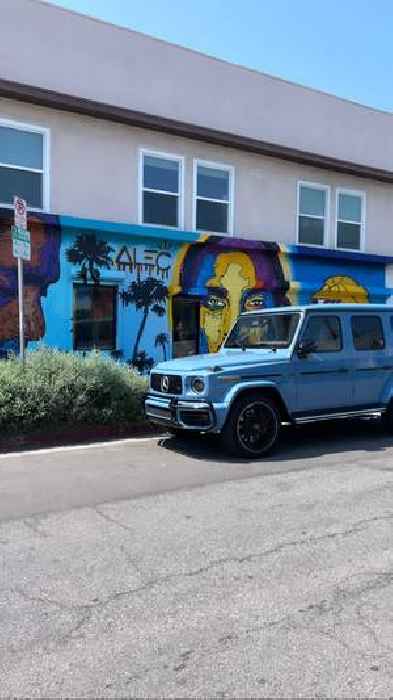 Street Artist Alec Monopoly Welcomes New Ride, a China Blue Mercedes-AMG G 63