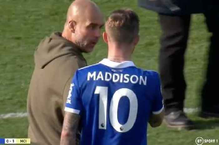 Pep Guardiola’s cheeky comment to James Maddison after Man City beat Leicester