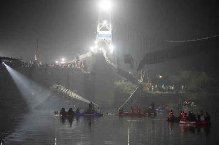 India suspension bridge collapses and kills at least 132