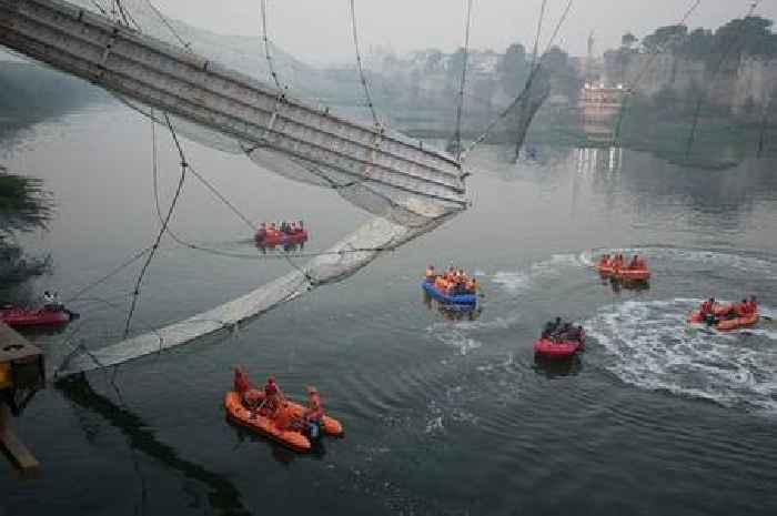 Suspension bridge collapses and kills at least 132 in India