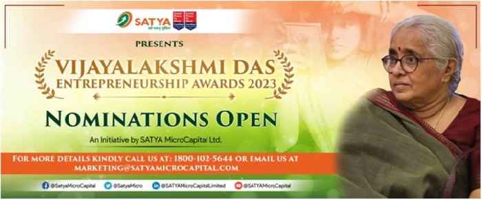 SATYA MicroCapital Launches Third Edition of Vijayalakshmi Das Entrepreneurship Awards 2023