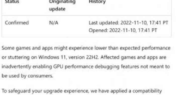 Microsoft Confirms Performance Issues in Windows 11 2022 Update