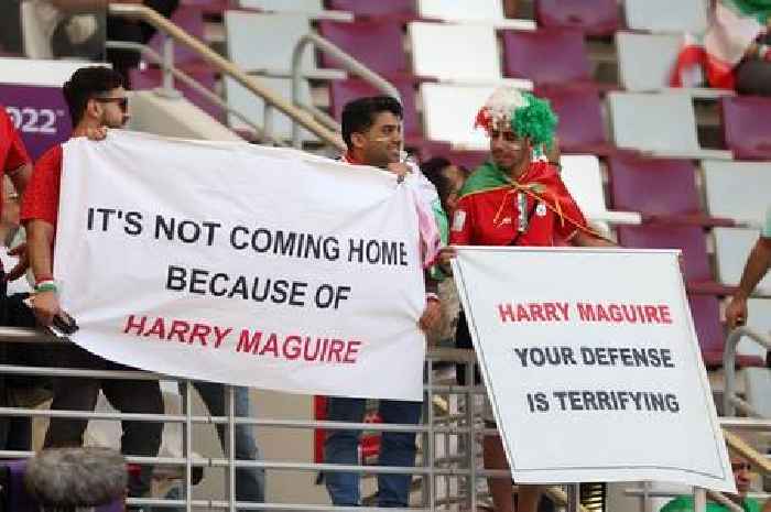 Harry Maguire trolled by Iran fans with 'worst banner ever' before England clash