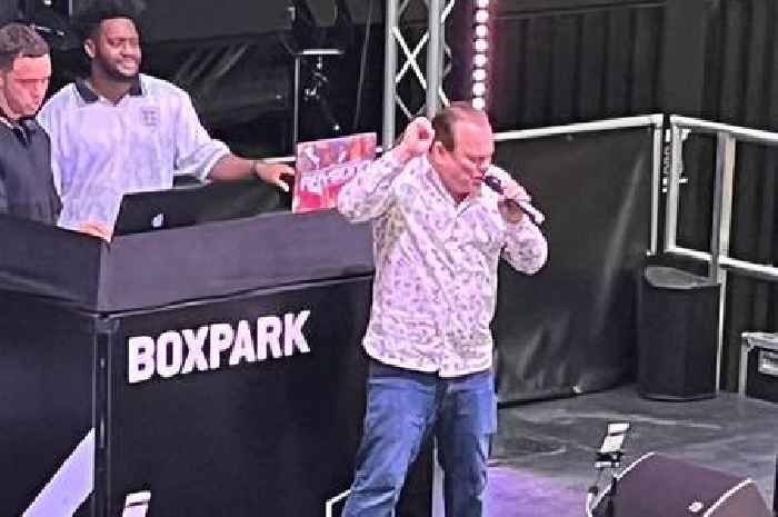 EastEnders' Shaun Williamson has England fans in raptures at Boxpark in Wembley