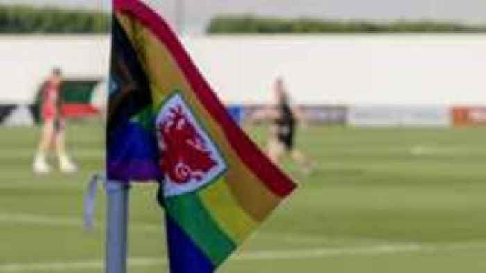 Wales take stand with rainbow flags at training