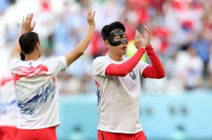 Tottenham ace Son Heung-min spotted wearing a mask as South Korea face Uruguay at World Cup