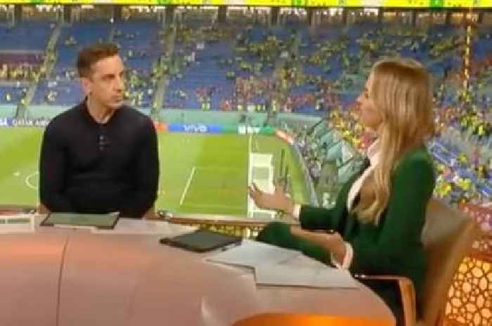 Gary Neville squirms at 'cheeky' Laura Woods for prodding Cristiano Ronaldo feud