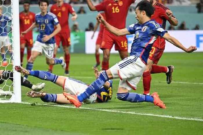Japan goal vs Spain stuns Gary Neville as World Cup fans claim 'ball was out of play'