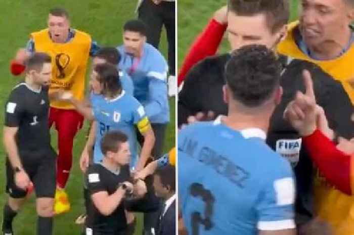 Distraught Uruguay players fume and chase officials after being knocked out World Cup