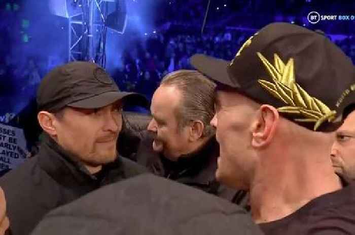 Tyson Fury fires explosive rant in Oleksandr Usyk's face as rivals square off ringside