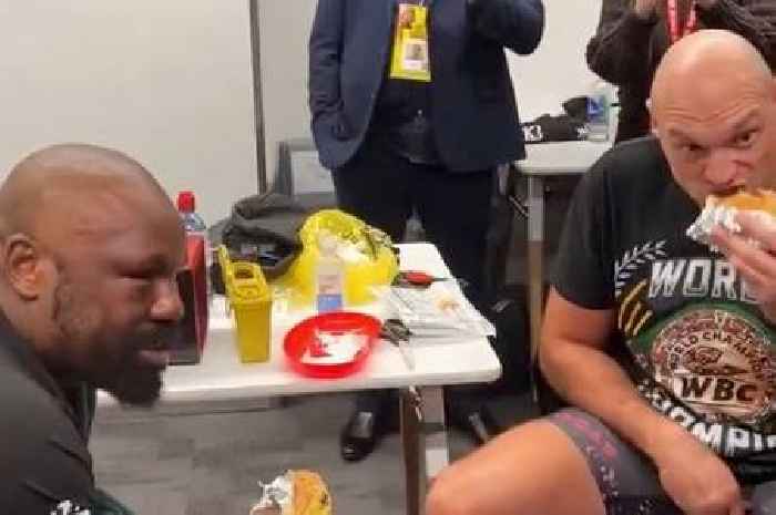 Tyson Fury and Derek Chisora feast on Five Guys in changing room after going to 'war'