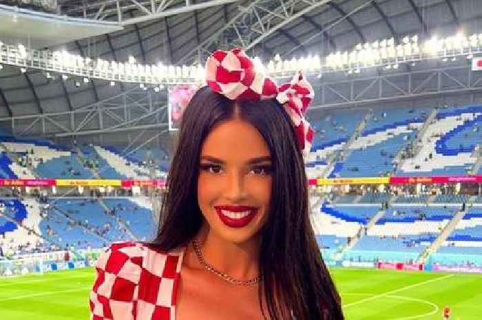 Ex-Miss Croatia continues to defy Qatar dress code by wearing low cut top inside stadium