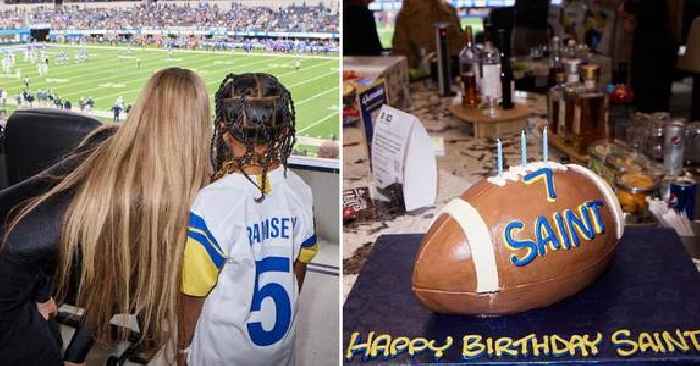 Kanye West Appears To Skip Football Party Kim Kardashian Throws For Son Saint's 7th Birthday: Photos