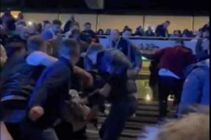 Huge brawl at Tyson Fury vs Derek Chisora fight sees boxing fan booted down stairs