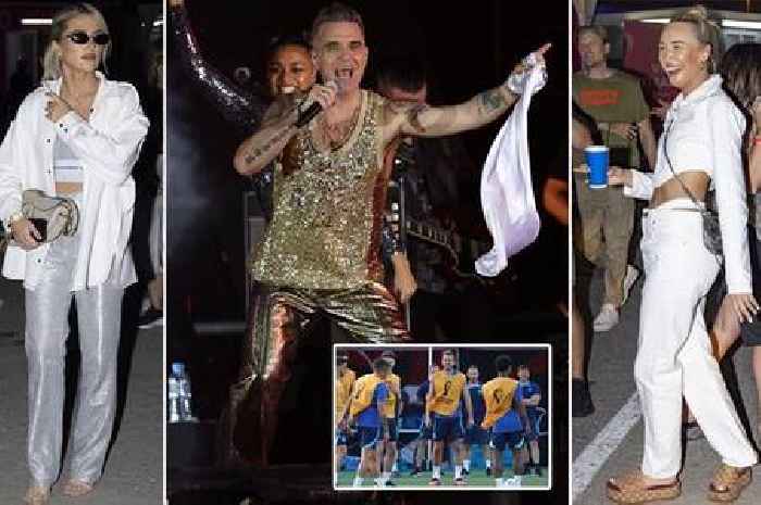 Stylish England WAGs watch Robbie Williams in concert as Three Lions prepare for France