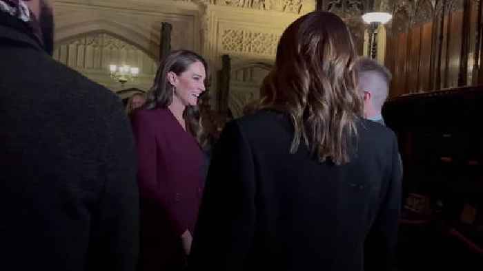 Kate jokes about her singing as George and Charlotte join her at carol service