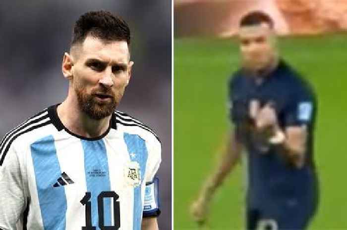 Kylian Mbappe appears to make hand gesture at Lionel Messi after France's equaliser
