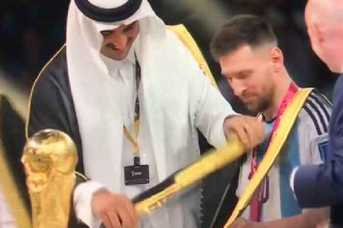 Lionel Messi forced to cover up Argentina shirt as 'robe' for World Cup trophy explained