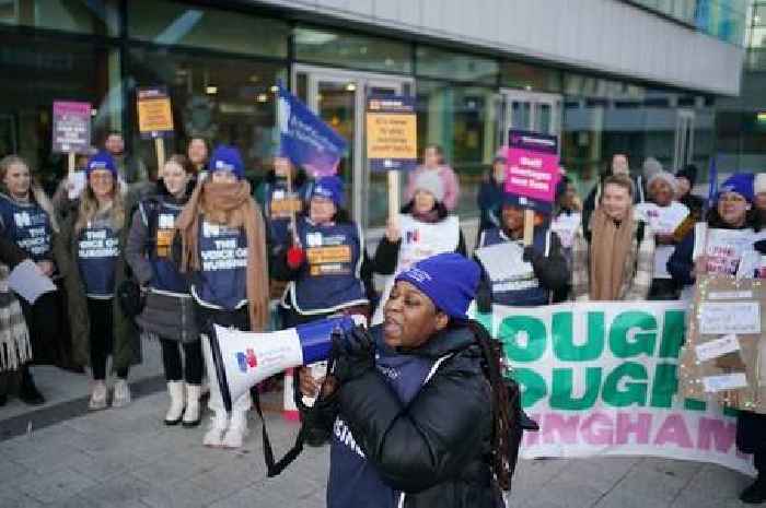 Nurses' strike - Demonstration outside Queen Elizabeth Hospital on second day of action