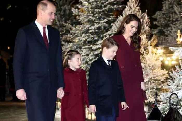 George and Charlotte's sweet greeting for King at carol service