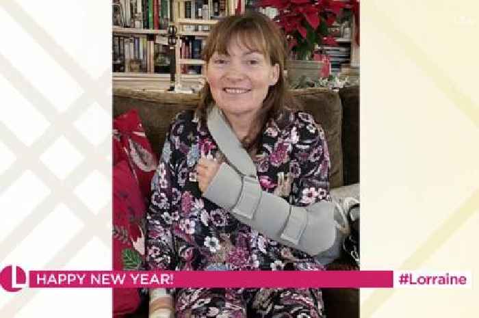 Lorraine Kelly reveals she underwent surgery over festive period as she's pictured in sling
