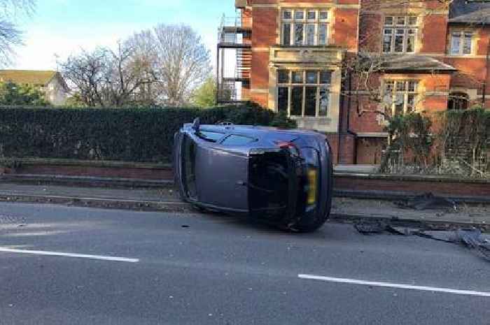 Hatherley Road crash live: Updates as car ends up on its side in Cheltenham