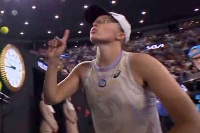 Australian Open star not impressed as fan throws giant tennis ball at her from stands