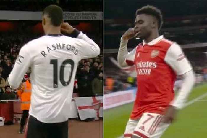 Bukayo Saka does Marcus Rashford's celebration after firing Arsenal into lead vs Man Utd
