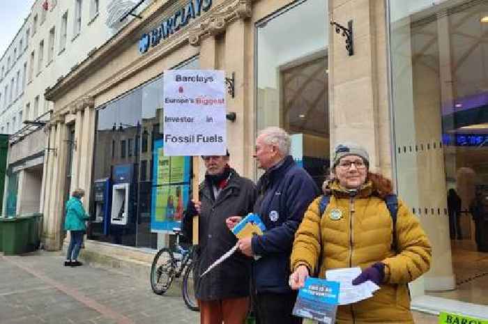 Extinction Rebellion protest outside Cheltenham bank in bid to stop fossil fuels investments