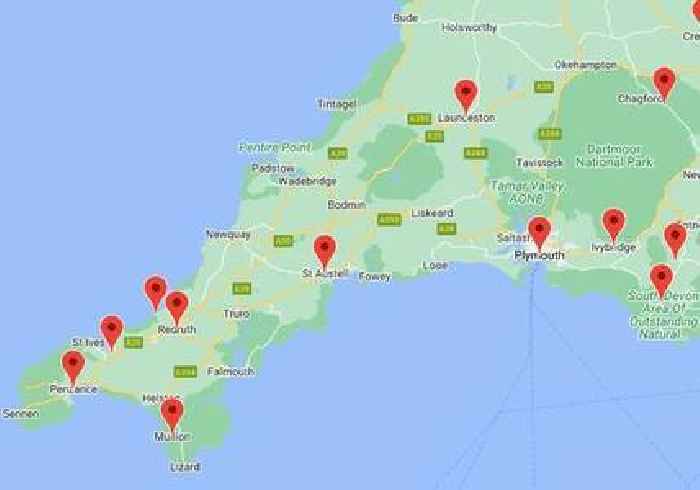 Alabama Rot in Cornwall map shows all confirmed cases since 2012