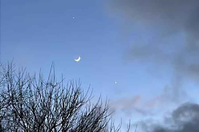 Rare Jupiter, Venus and crescent moon 'conjunction' visible over Somerset