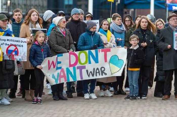 Crowds gather in Birmingham for vigil marking anniversary of Russia's invasion of Ukraine