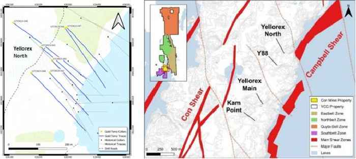 Gold Terra Completes the First 8 Hole Drill Program on Con Mine Option Property to Expand Yellorex North Zone