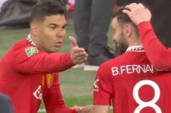 Casemiro and Bruno Fernandes row on pitch during celebrations leaving Roy Keane delighted