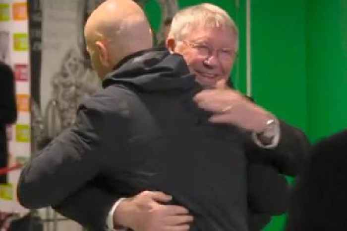 Sir Alex Ferguson filmed meeting Erik ten Hag in tunnel after Carabao Cup final triumph