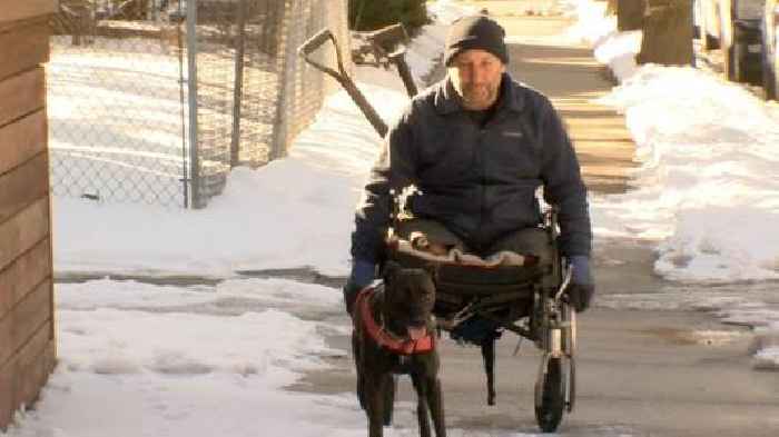 Man unable to walk shovels snow to raise awareness about accessibility