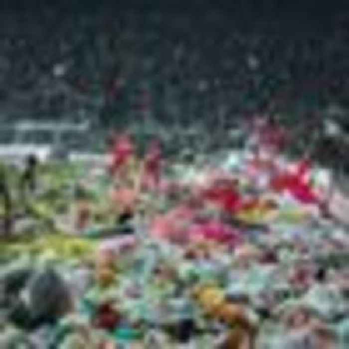 Football fans throw thousands of soft toys on pitch for children affected by Turkey-Syria quake