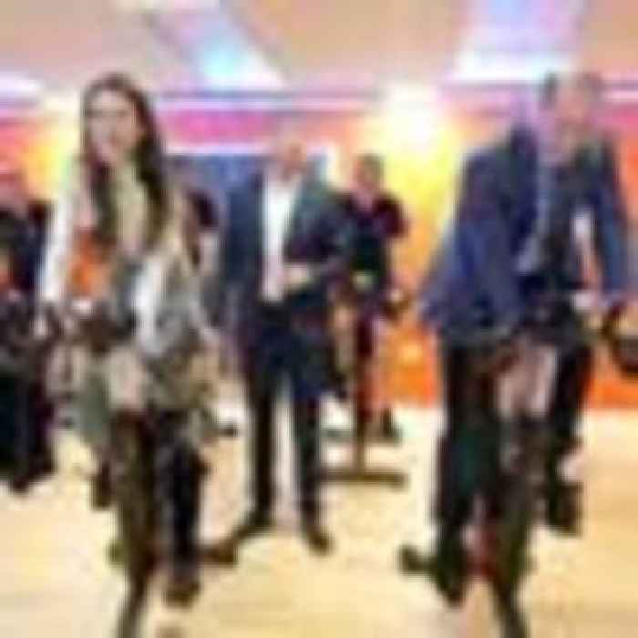 Kate beats William at spin class on visit to Welsh leisure centre - while wearing high-heeled boots