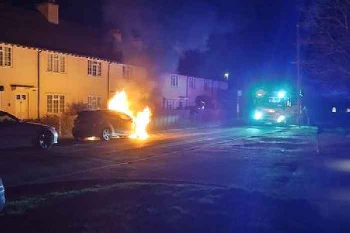 Car exploding into flames outside Guildford homes captured in dramatic photos