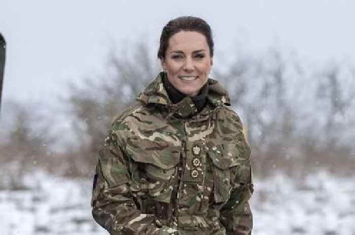 Kate Middleton braves the cold as she visits army base