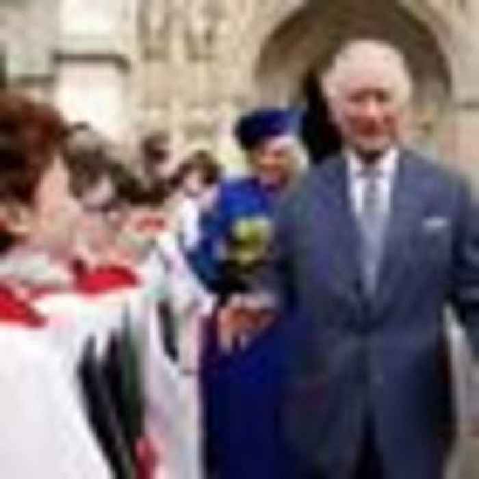 King calls for unity in first Commonwealth Day speech as protesters gather at Abbey