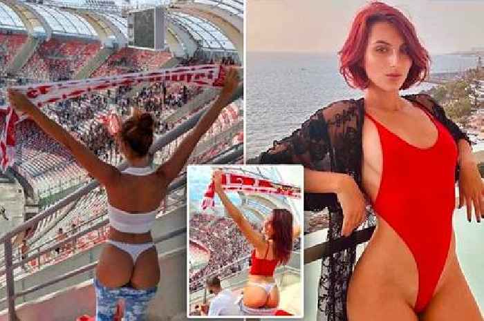 OnlyFans babe who gets her bum out at football games treats fans on Tenerife trip