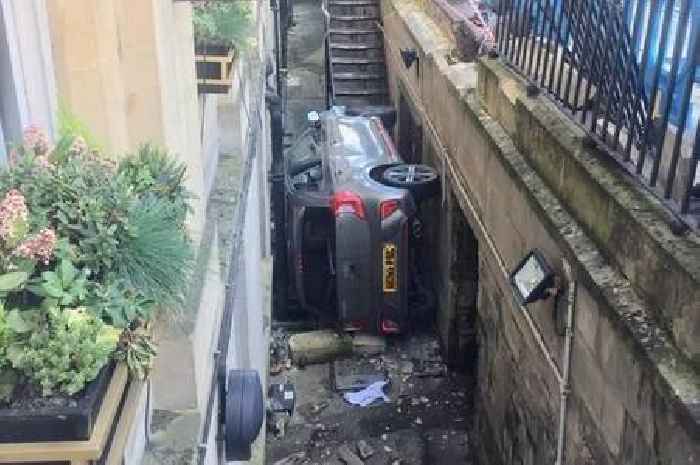 Car overturns outside Bath's Francis Hotel after crash