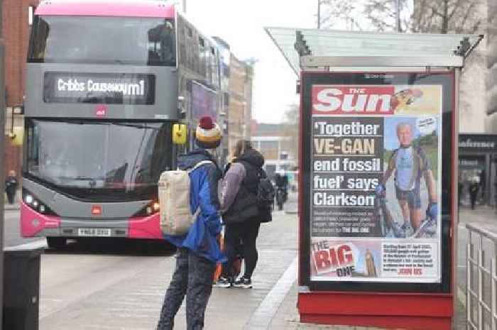 Truss and Clarkson mocked by spoof adverts at Bristol bus stops