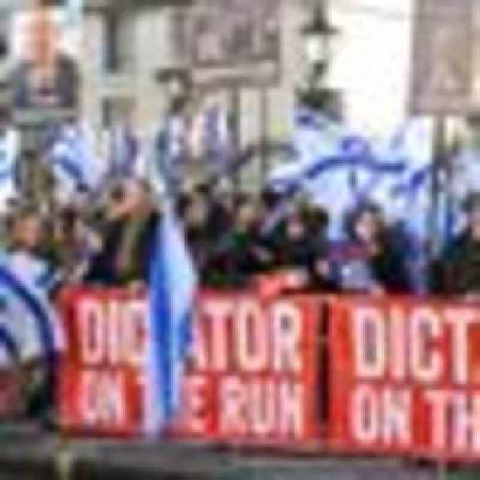'Netanyahu go to jail': Protesters jeer Israel PM as he arrives at Downing Street